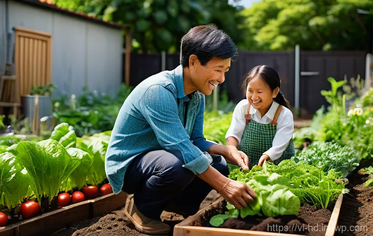 친환경 주택을 위한 커뮤니티 프로젝트 - **Prompt 1: A Vibrant Community Garden Scene**
"A sunny afternoon in a thriving eco-community ga...