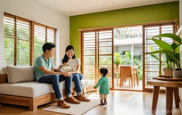 친환경 주택의 세금 혜택 - **Prompt 1: "A Vietnamese family's eco-friendly sanctuary."**
A bright, modern interior of a gre...