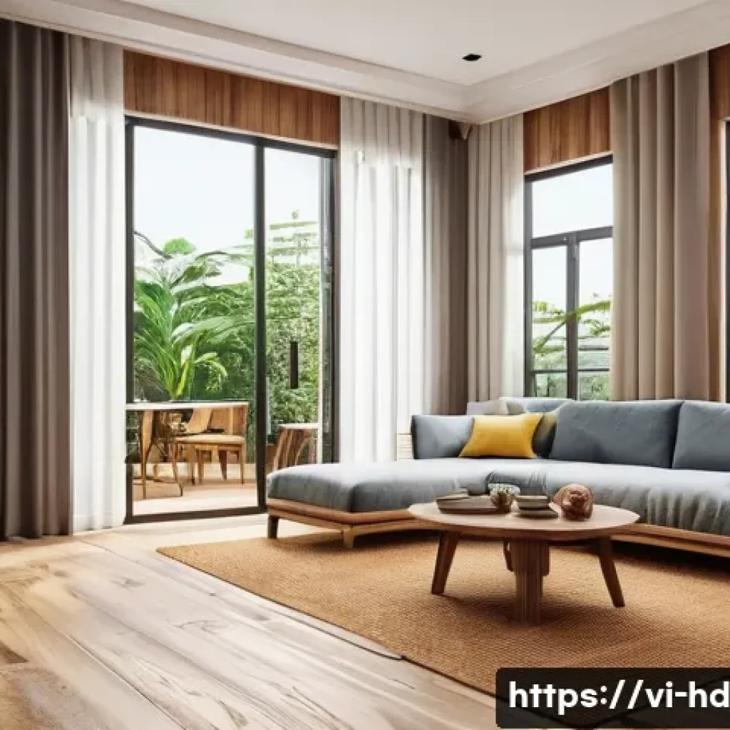 주택 리모델링 시 친환경입니다 선택 - A modern Vietnamese home interior showcasing eco-friendly recycled wood flooring and furniture made ...