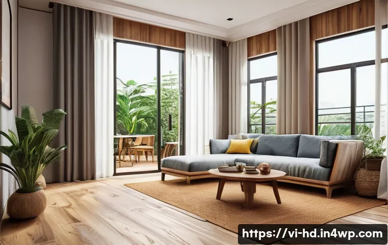 주택 리모델링 시 친환경입니다 선택 - A modern Vietnamese home interior showcasing eco-friendly recycled wood flooring and furniture made ...