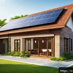Home 19 친환경적인 주택의 디자인 트렌드 - A modern Vietnamese eco-friendly house exterior featuring non-fired bricks with a textured, earth-to...