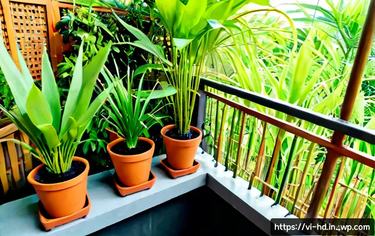 Home 17 지속 가능한 주거에 적합한 식물 목록 - Photorealistic sustainable apartment balcony in Ho Chi Minh City, Vietnam, featuring a clear selecti...